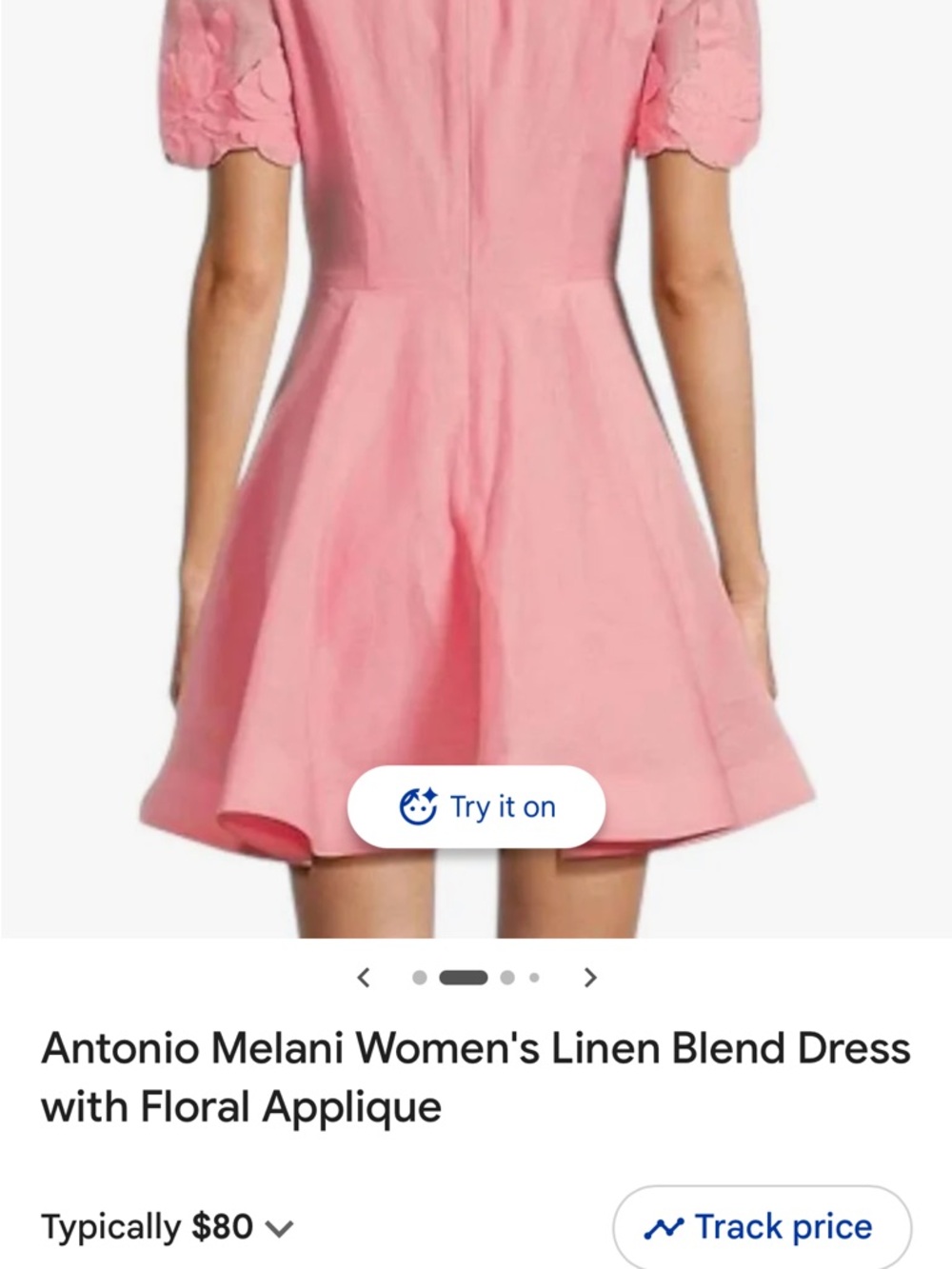 ANTONIO MELANI Pink Fit-and-Flare Mini Dress with Floral Sleeves